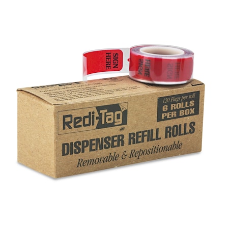 REDI-TAG Refill, Sign Here, 6/Bx, Red, PK6 91012